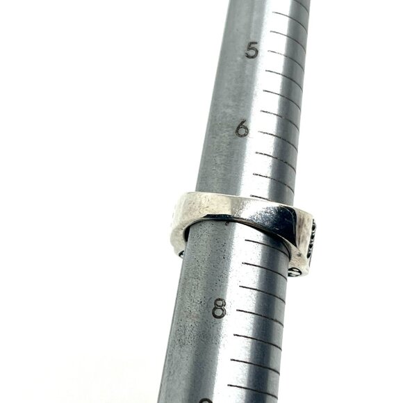 VINTAGE STERLING SILVER 925 RED CORAL STONE HS RING SCROLL SCALLOPED EDGE BOHO 7 - Picture 15 of 15